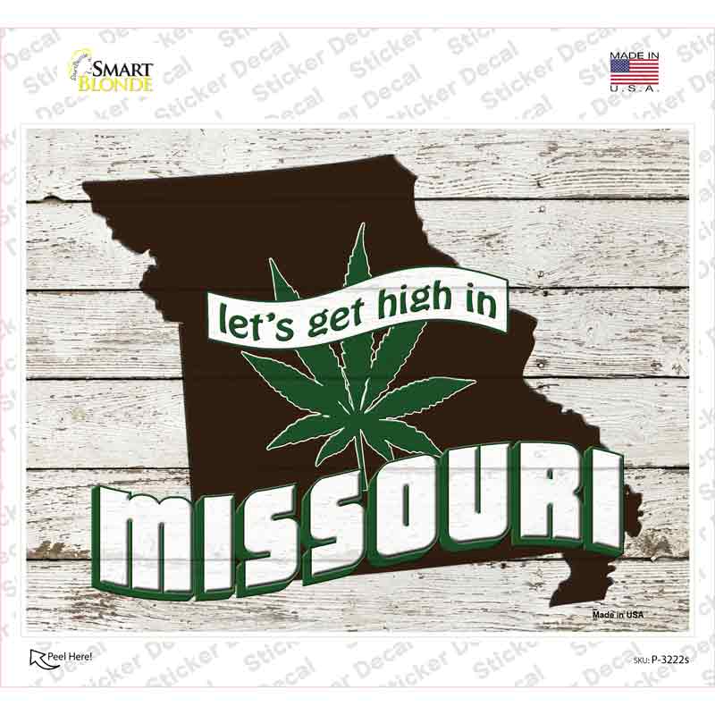 Get High In Missouri Novelty Rectangle Sticker Decal