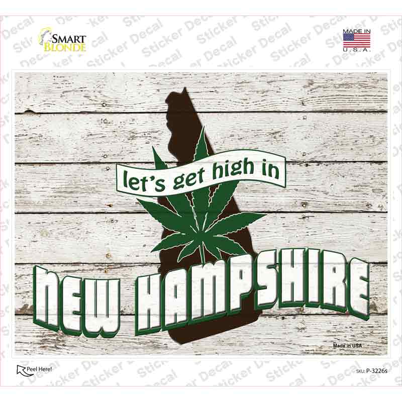 Get High In New Hampshire Novelty Rectangle Sticker Decal Small