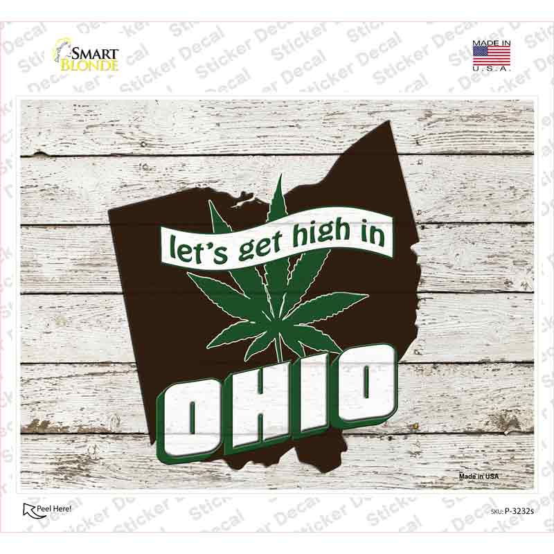 Get High In Ohio Novelty Rectangle Sticker Decal Small