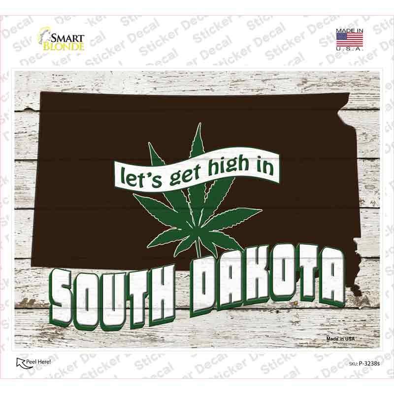 Get High In South Dakota Novelty Rectangle Sticker Decal Small