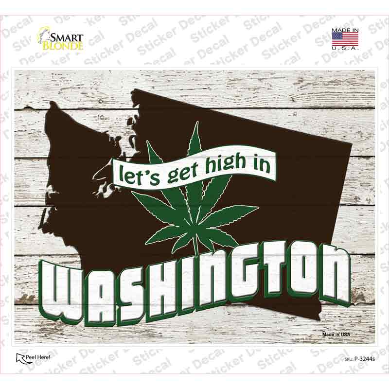 Get High In Washington Novelty Rectangle Sticker Decal Small