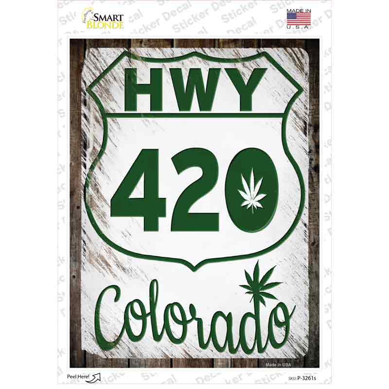 HWY 420 Colorado Novelty Rectangle Sticker Decal Small