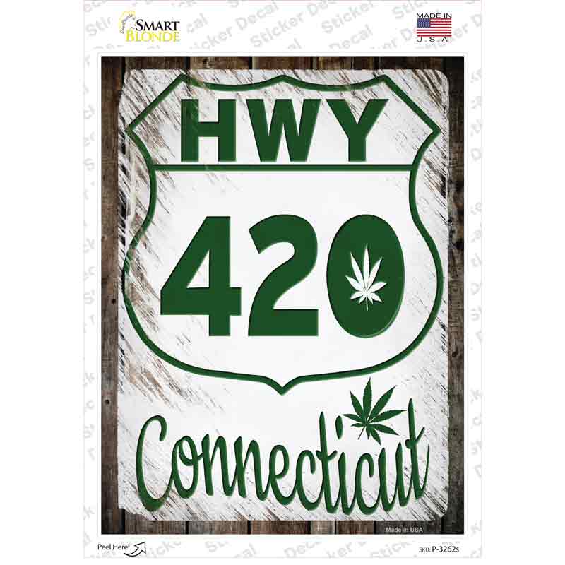 HWY 420 Connecticut Novelty Rectangle Sticker Decal