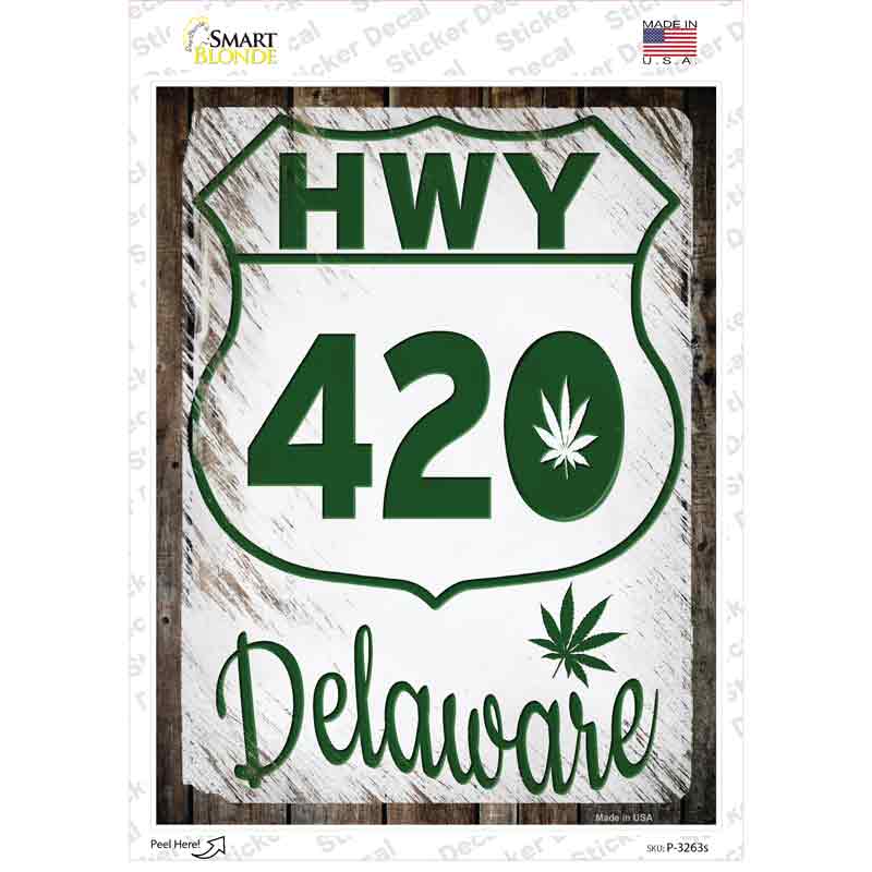 HWY 420 Delaware Novelty Rectangle Sticker Decal Small