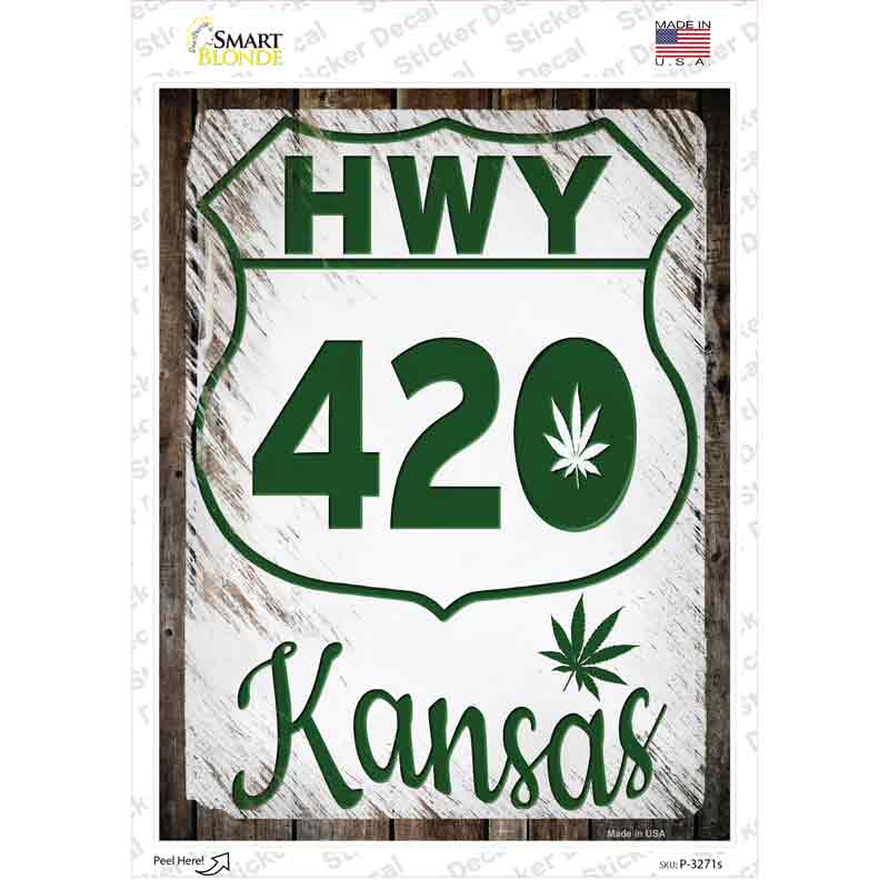 HWY 420 Kansas Novelty Rectangle Sticker Decal Small