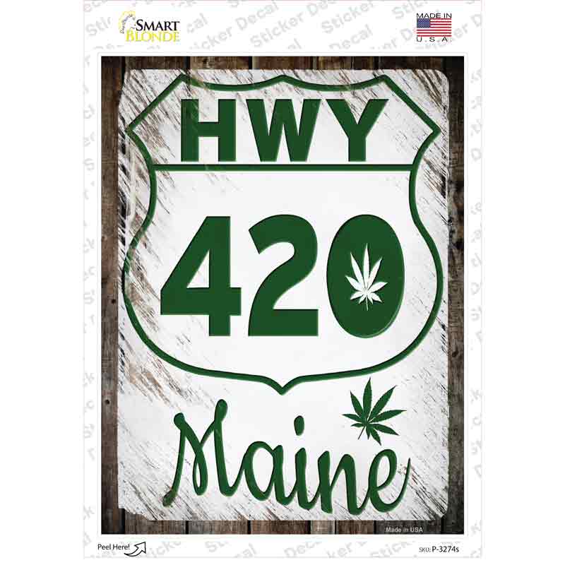 HWY 420 Maine Novelty Rectangle Sticker Decal Small