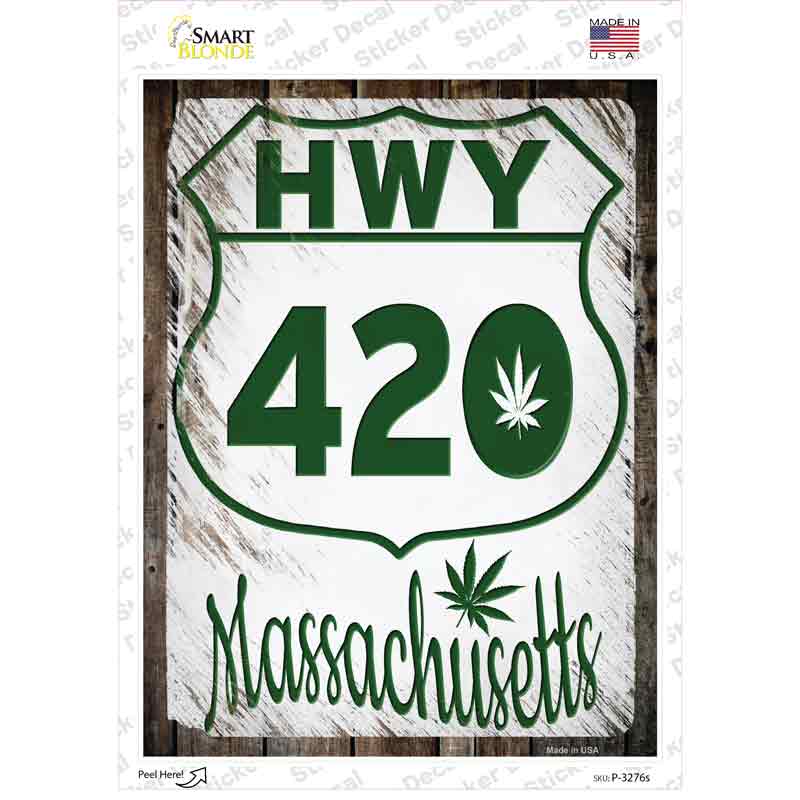 HWY 420 Massachusetts Novelty Rectangle Sticker Decal Small