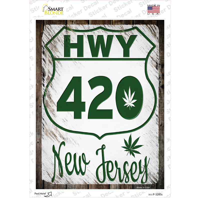 HWY 420 New Jersey Novelty Rectangle Sticker Decal Small