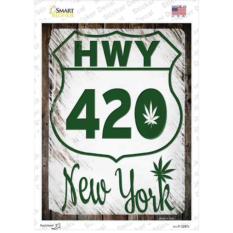 HWY 420 New York Novelty Rectangle Sticker Decal Small