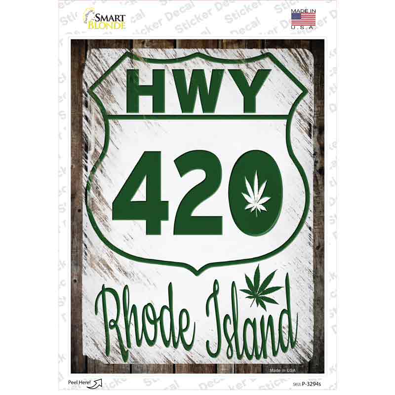 HWY 420 Rhode Island Novelty Rectangle Sticker Decal Small