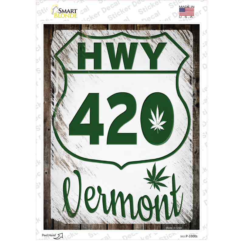 HWY 420 Vermont Novelty Rectangle Sticker Decal Small