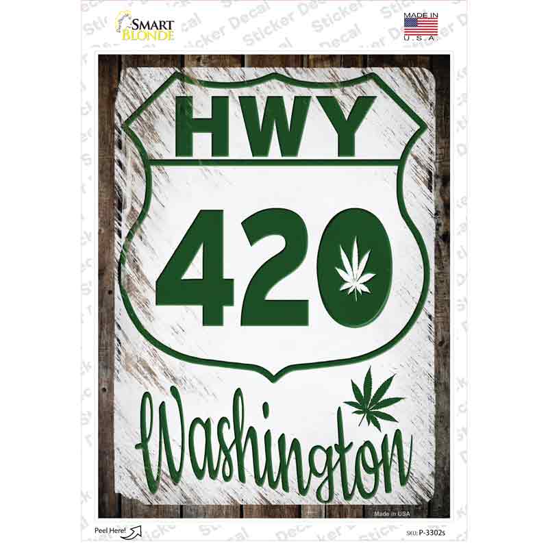 HWY 420 Washington Novelty Rectangle Sticker Decal Small