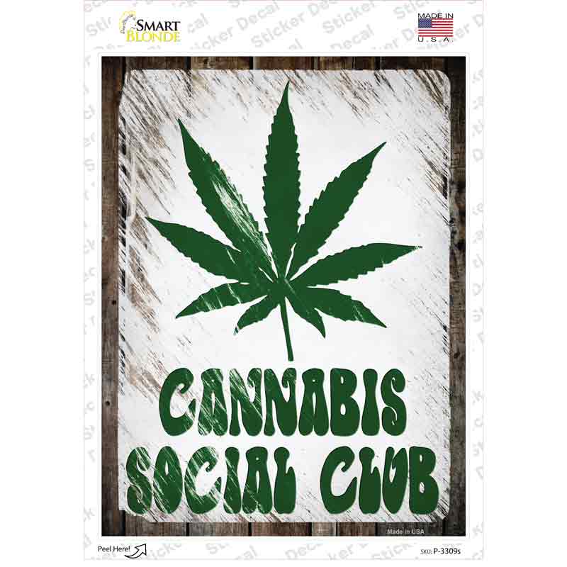 Cannabis Social Club Novelty Rectangle Sticker Decal Small