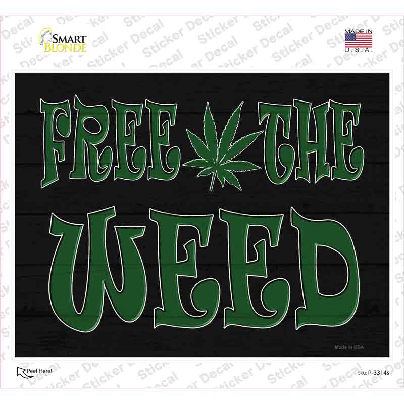 Free The Weed Novelty Rectangle Sticker Decal Small