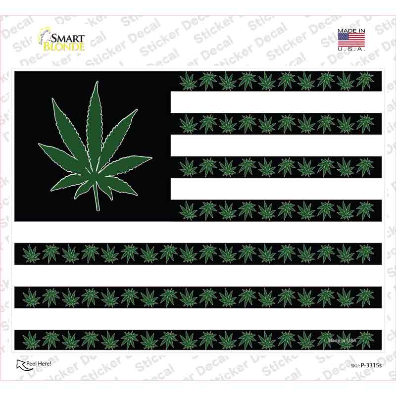 American Flag Weed Novelty Rectangle Sticker Decal Small