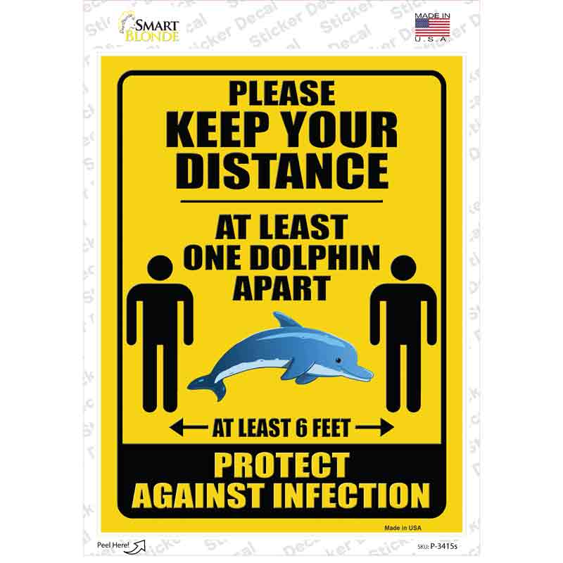 One Dolphin Apart Novelty Rectangle Sticker Decal
