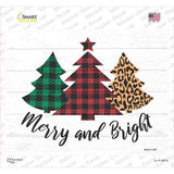 Merry And Bright Christmas Tree Novelty Rectangle Sticker Decal Small