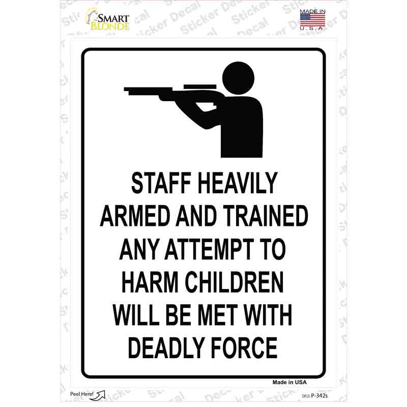 Staff Heavily Armed Novelty Rectangle Sticker Decal Small