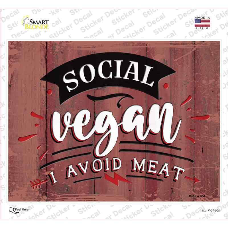 Social Vegan Novelty Rectangular Sticker Decal