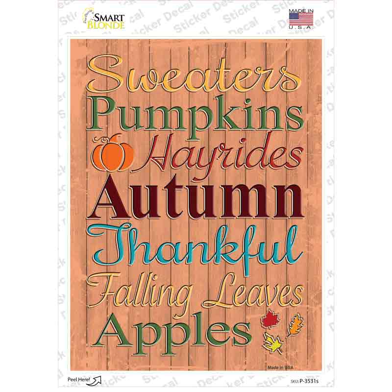 Sweaters Pumpkins Autumn Novelty Rectangular Sticker Decal Small