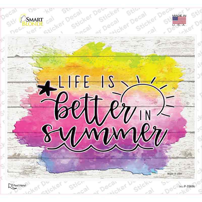 Better In Summer Watercolor Novelty Rectangle Sticker Decal Small