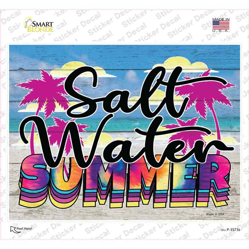 Salt Water Summer Tie Dye Novelty Rectangle Sticker Decal Small