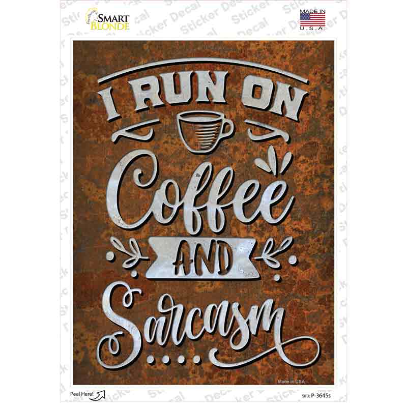 Coffee And Sarcasm Novelty Rectangle Sticker Decal Small