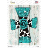 Turquoise Cross Novelty Rectangle Sticker Decal