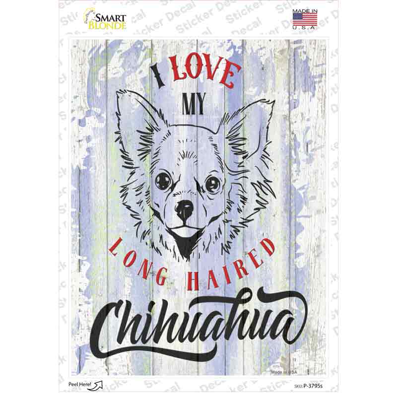 I Love My LH Chihuahua Novelty Rectangle Sticker Decal Small