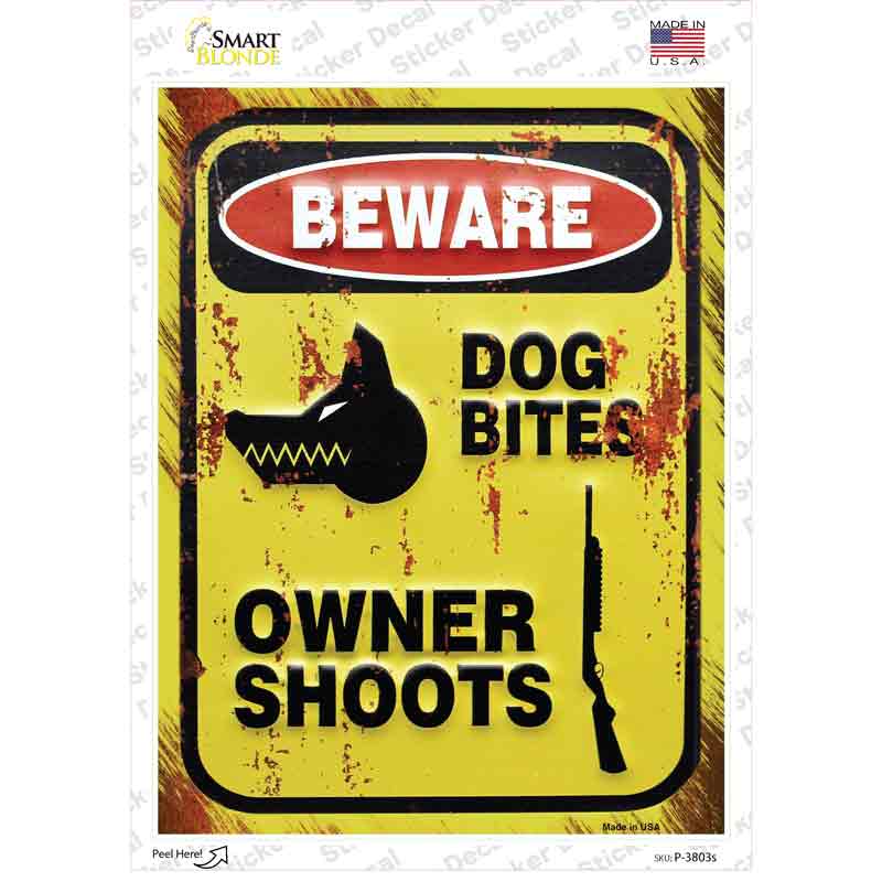 Beware Dog Bites Novelty Rectangle Sticker Decal Small