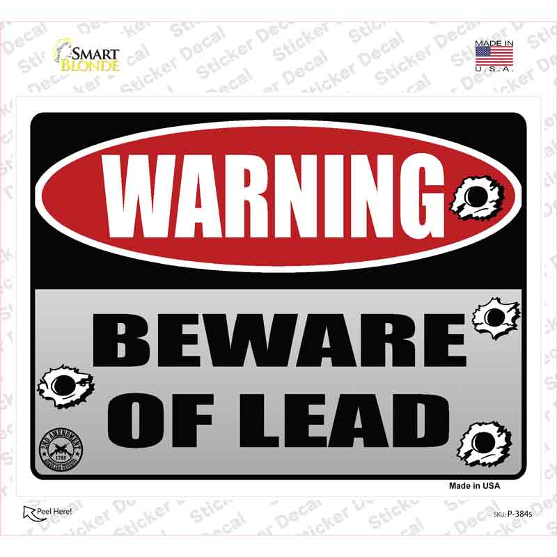 Beware of Lead Novelty Rectangle Sticker Decal Small