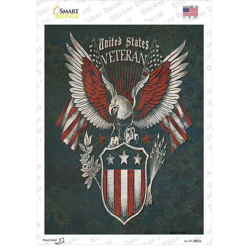 United States Veteran Eagle Novelty Rectangle Sticker Decal Small