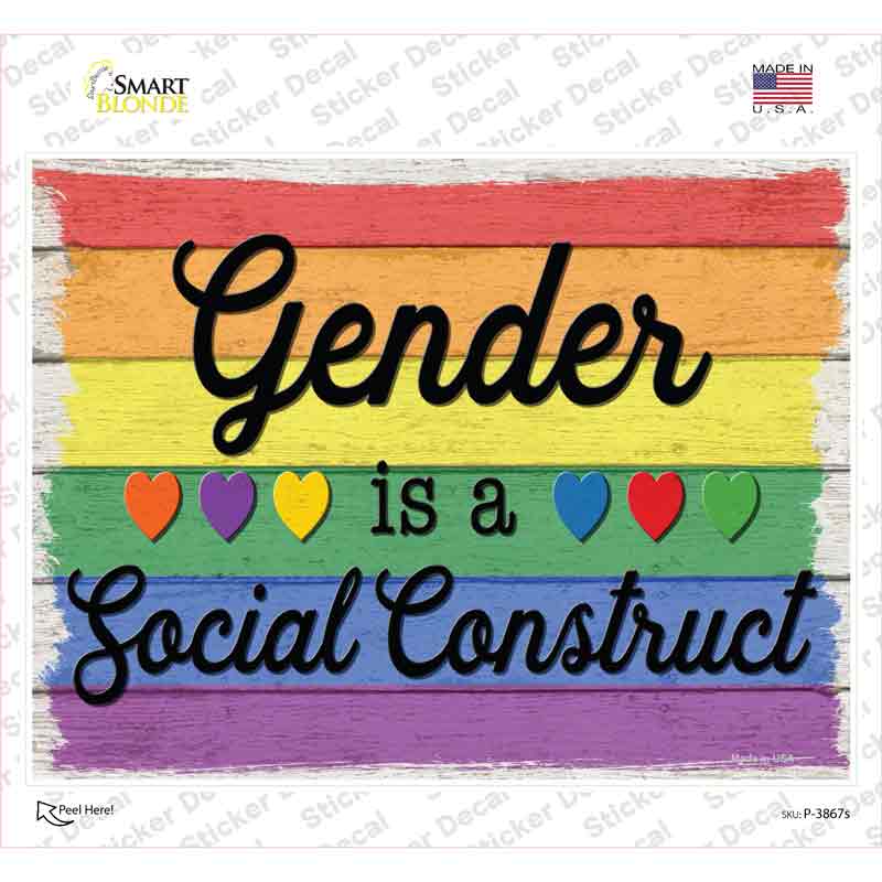 Gender Is A Social Construct Novelty Rectangle Sticker Decal Small