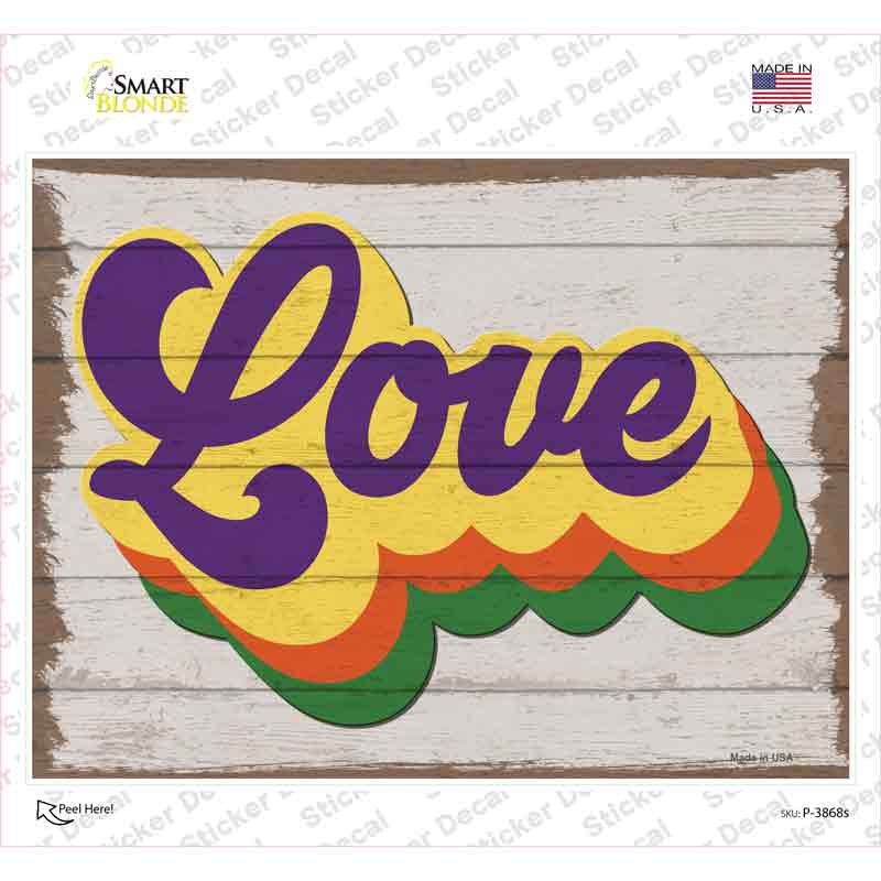 Love Rainbow Novelty Rectangle Sticker Decal Small