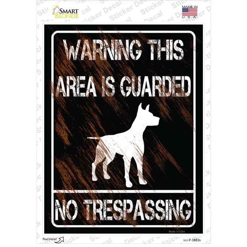 Warning Area Guarded By Dog Novelty Rectangle Sticker Decal Small