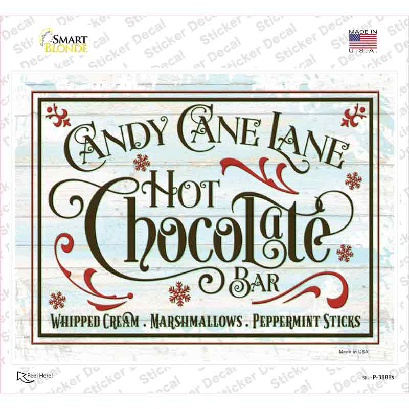 Candy Cane Lane Hot Chocolate Bar Novelty Rectangle Sticker Decal Small