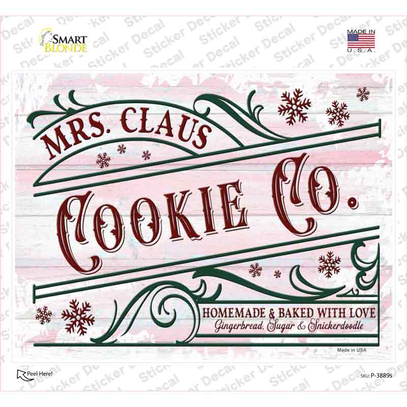 Mrs. Claus Cookie Co Novelty Rectangle Sticker Decal Small