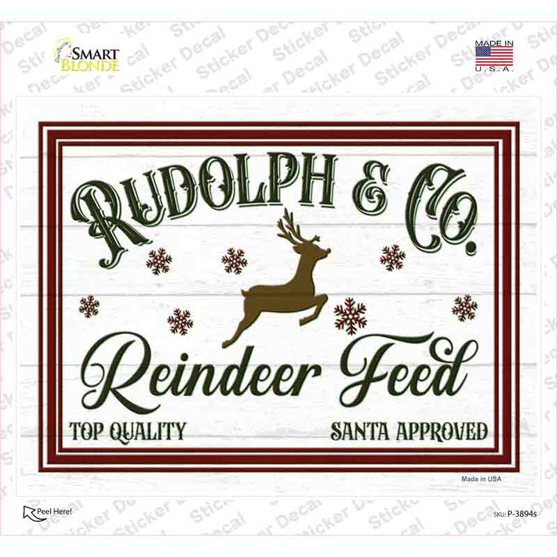 Rudolph and Co Reindeer Feed Novelty Rectangle Sticker Decal Small