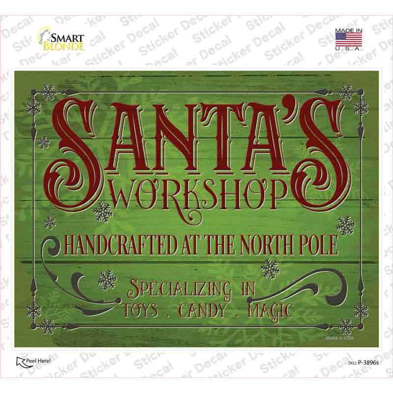 Santas Workshop Novelty Rectangle Sticker Decal Small