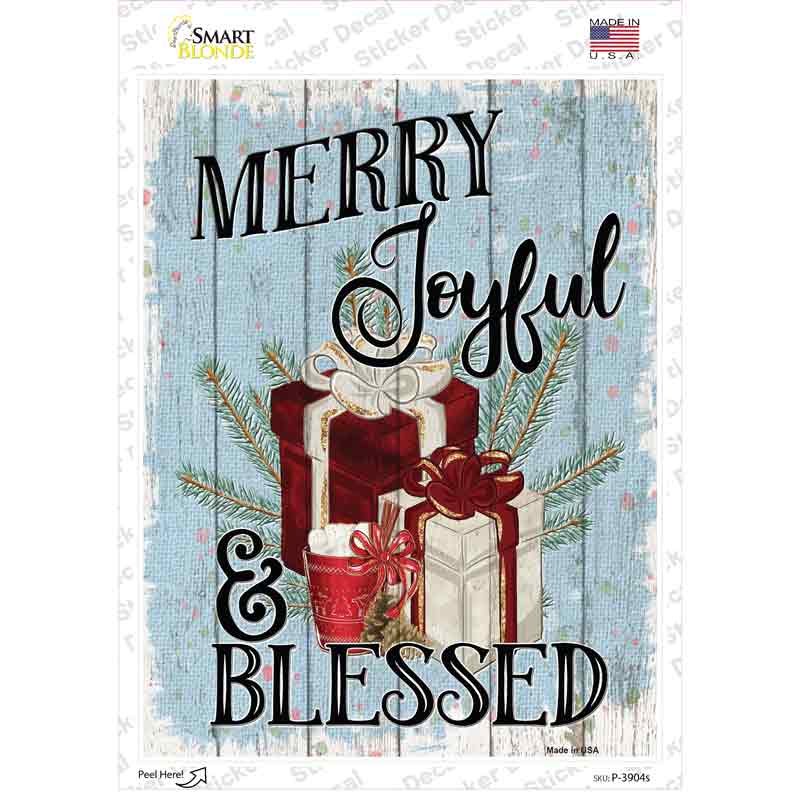 Merry Joyful Blessed Novelty Rectangle Sticker Decal Small