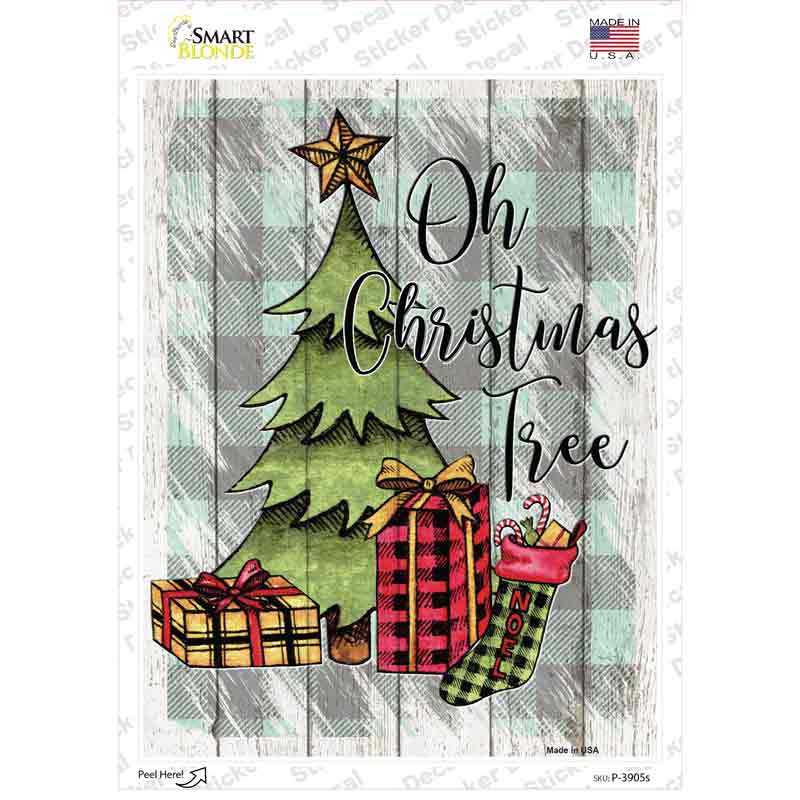 Oh Christmas Tree Novelty Rectangle Sticker Decal Small