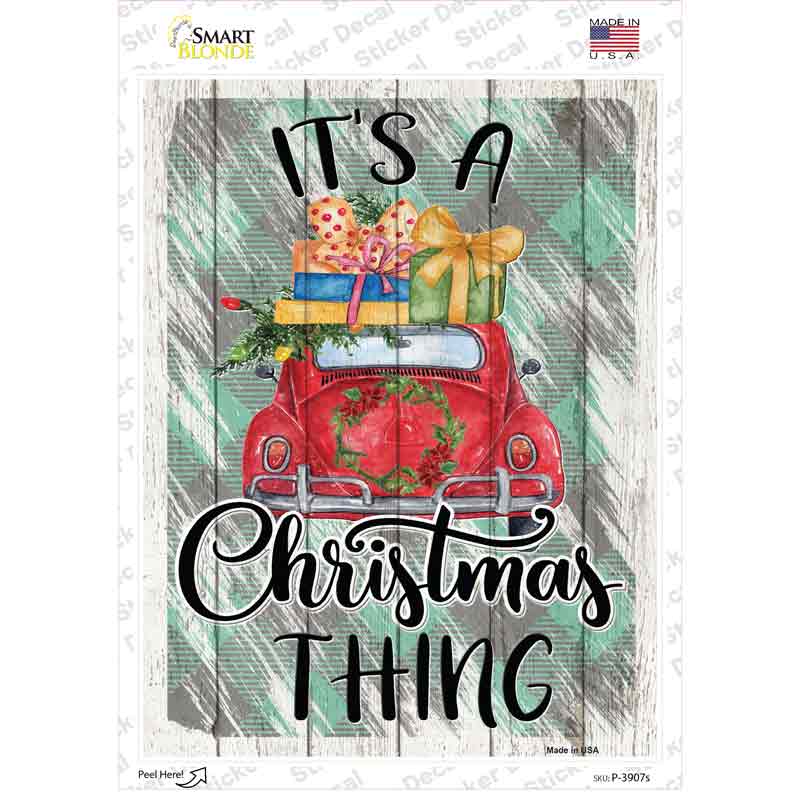 Christmas Thing Car Novelty Rectangle Sticker Decal Small