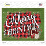 Merry Christmas Plaid Novelty Rectangle Sticker Decal Small