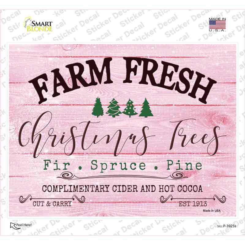 Farm Fresh Christmas Trees Pink Novelty Rectangle Sticker Decal Small