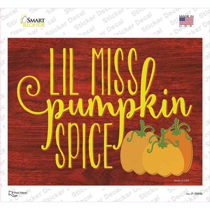 Lil Miss Pumpkin Spice Novelty Rectangle Sticker Decal Small