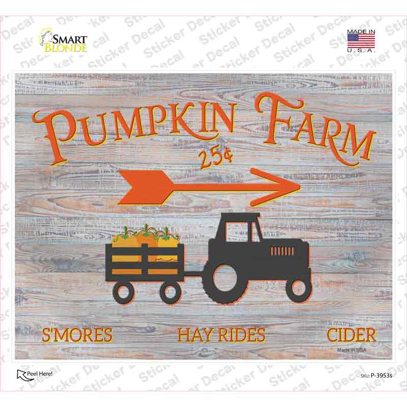 Pumpkin Farm Tractor Novelty Rectangle Sticker Decal Small