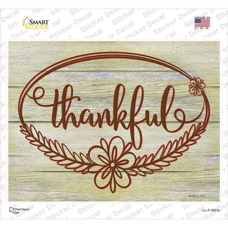 Thankful Wood Background Novelty Rectangle Sticker Decal Small