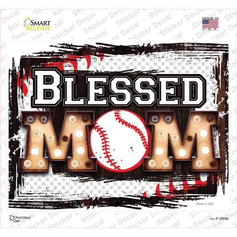 Blessed Baseball Mom Novelty Rectangle Sticker Decal Small