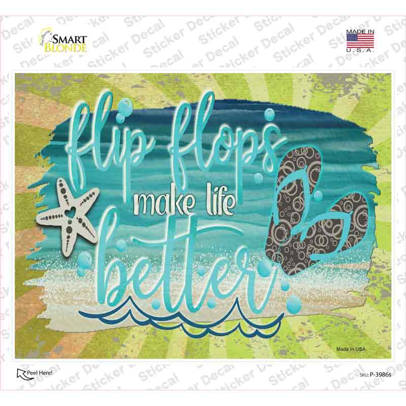 Flip Flops make Life Better Novelty Rectangle Sticker Decal Small