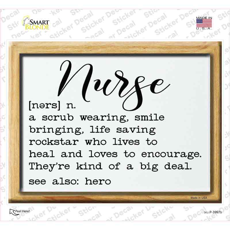 Nurse Definition Novelty Rectangle Sticker Decal Small